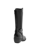 Calzado negro para mujer, botas de cuero, tacón cuña de 4 cm, perfectas para un look urbano y casual.