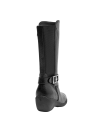 Calzado negro para mujer, botas de cuero, tacón cuña de 4 cm, perfectas para un look urbano y casual.