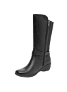 Botas de cuero negro para mujer, estilo casual, ideales para uso diario, diseño anatómico y cómodo.