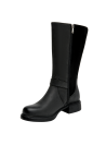 Bota negra de cuero para mujer, estilo casual, ideal para actividades diarias.