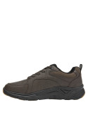 cafés zapatillas casuales para hombre, diseño redondeado, material sintético, ideal para uso diario.