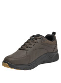 cafés zapatillas casuales para hombre, diseño redondeado, material sintético, ideal para uso diario.
