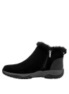 Calzado negro de cuero para mujer, diseño anatómico y taco plano.