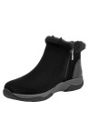 Botín negro de cuero para mujer, estilo casual, ideal para actividades diarias.