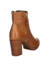 Botín de cuero camel para mujer, altura de 8 cm, taco bloque que ofrece estabilidad y confort durante todo el día.