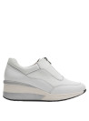 Zapatillas blancas de cuña para mujer, diseño moderno en cuero, perfectas para un día a día activo.