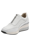 Zapatillas de cuña blancas de cuero para mujer, estilo casual, ideales para uso diario.