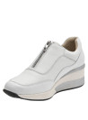 Zapatillas de cuña blancas de cuero para mujer, estilo casual, ideales para uso diario.