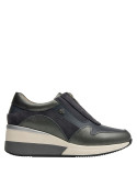 zapatillas de cuña azul para mujer, estilo casual, ideal para uso diario.