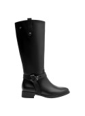 Bota negra mujer, estilo casual, combina bien con vestidos midi para un toque chic.