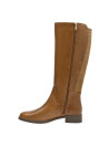 Bota de mujer camel de cuero, estilo casual, ideal para uso diario.
