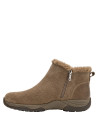 Botín de cuero taupe para mujer, estilo casual, cómodo y cálido para días fríos.