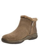 Botín taupe de cuero para mujer, estilo casual, ideal para actividades urbanas diarias.