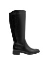 Bota negra de cuero para mujer, diseño anatómico, recomendada para uso diario.