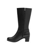 Bota de cuero negra para mujer, forro de mesh, ideal para un look chic y urbano.
