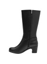 Bota de cuero negra para mujer, forro de mesh, ideal para un look chic y urbano.