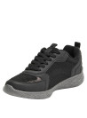 Zapatillas negras para mujer, estilo casual, material textil, ideales para actividades diarias.