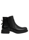 Botín casual negro de cuero para mujer, con taco bloque de 3.5 cm, ideal para actividades urbanas.
