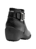 calzado negro de cuero para mujer, diseño anatómico y punta redonda