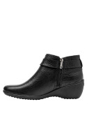 botín negro de cuero para mujer con taco plano de 4 cm