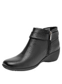 botín negro de cuero para mujer estilo casual, ideal para uso diario