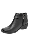 botín negro de cuero para mujer estilo casual, ideal para uso diario