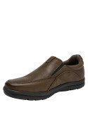 Zapatos de cuero café para hombre, estilo casual, ideales para actividades diarias.