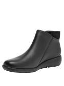 Botín negro de cuero para mujer, estilo casual, ideal para actividades urbanas.