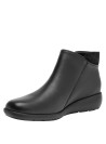 Botín negro de cuero para mujer, estilo casual, ideal para actividades urbanas.