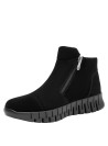 Botín negro casual para mujer, punta redonda, ideal para un look urbano y elegante.