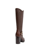 bota casual de cuero café para mujer, perfecta para actividades diarias