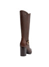 bota casual de cuero café para mujer, perfecta para actividades diarias