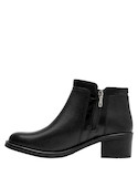 Botines de mujer en cuero negro, con taco bloque de 5 cm, cómodos para caminar.
