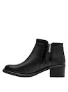 Botines de mujer en cuero negro, con taco bloque de 5 cm, cómodos para caminar.
