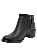 Botines de cuero negro para mujer, estilo casual, recomendados para uso diario.