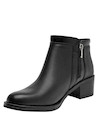 Botines de cuero negro para mujer, estilo casual, recomendados para uso diario.