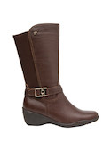 elegantes botas de mujer color café, con cuña de 4 cm, perfectas para un look casual y urbano.