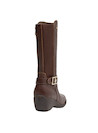 botas casuales para mujer en cuero café, confortables y transpirables, ideales para jeans y vestidos.