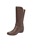 cafés botas de mujer estilo casual en cuero, ideales para actividades urbanas y combinaciones con vestidos.