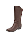 cafés botas de mujer estilo casual en cuero, ideales para actividades urbanas y combinaciones con vestidos.