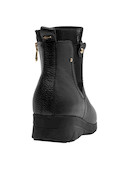 Botines negros de mujer con taco de cuña de 3.8 cm, perfectos para looks elegantes.