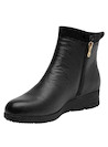 Botines de cuero negro para mujer, estilo casual, ideales para uso diario y comodidad.