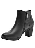 Botines de cuero negro para mujer, estilo casual, ideales para uso diario.