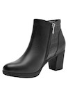 Botines de cuero negro para mujer, estilo casual, ideales para uso diario.