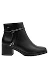 Botines de cuero negro para mujer, diseño moderno, aptos para looks equilibrados.