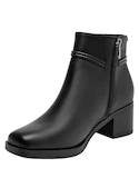 Botines de cuero negro para mujer, estilo casual, ideales para uso diario.