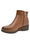 botines sintéticos camel mujer casual con detalles metálicos