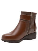 Botines cuña café mujer estilo casual para uso diario en material sintético.