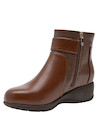 Botines cuña café mujer estilo casual para uso diario en material sintético.