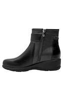 botines de cuña sintéticos negros, diseño moderno, comodidad para el día a día